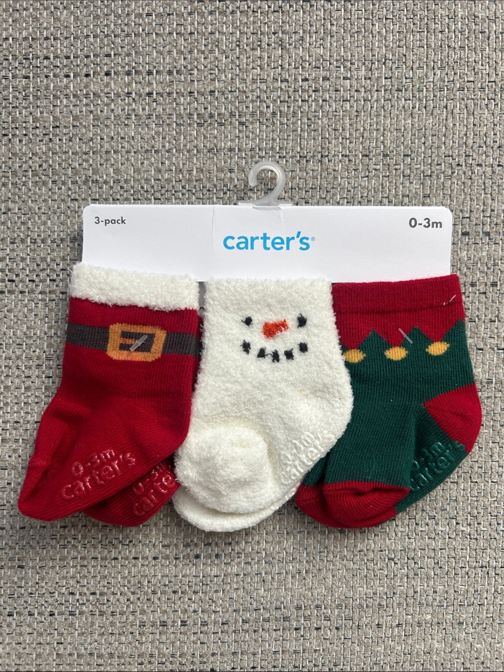 NEW! Carter's Holiday Baby Socks 3-Pack Christmas Winter Snowman - 0-3 months
